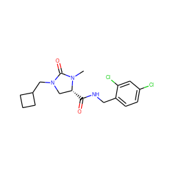 CN1C(=O)N(CC2CCC2)C[C@H]1C(=O)NCc1ccc(Cl)cc1Cl ZINC000095565851