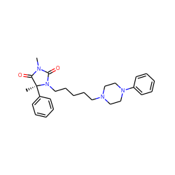 CN1C(=O)N(CCCCCN2CCN(c3ccccc3)CC2)[C@@](C)(c2ccccc2)C1=O ZINC000169311163