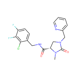 CN1C(=O)N(Cc2ccccn2)C[C@H]1C(=O)NCc1ccc(F)c(F)c1Cl ZINC000095566109