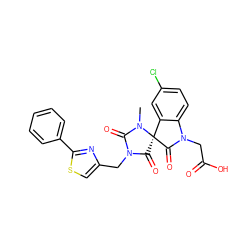 CN1C(=O)N(Cc2csc(-c3ccccc3)n2)C(=O)[C@]12C(=O)N(CC(=O)O)c1ccc(Cl)cc12 ZINC000084711048