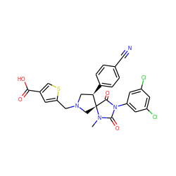 CN1C(=O)N(c2cc(Cl)cc(Cl)c2)C(=O)[C@]12CN(Cc1cc(C(=O)O)cs1)C[C@H]2c1ccc(C#N)cc1 ZINC000016052171