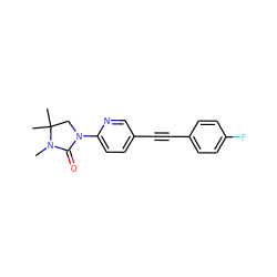 CN1C(=O)N(c2ccc(C#Cc3ccc(F)cc3)cn2)CC1(C)C ZINC000144035053