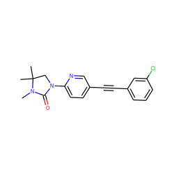 CN1C(=O)N(c2ccc(C#Cc3cccc(Cl)c3)cn2)CC1(C)C ZINC000144721886