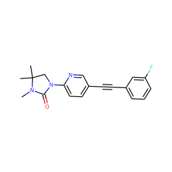 CN1C(=O)N(c2ccc(C#Cc3cccc(F)c3)cn2)CC1(C)C ZINC000144350552