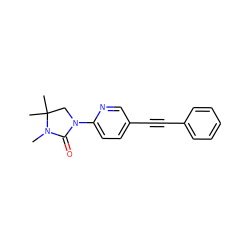 CN1C(=O)N(c2ccc(C#Cc3ccccc3)cn2)CC1(C)C ZINC000144716605