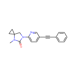 CN1C(=O)N(c2ccc(C#Cc3ccccc3)cn2)CC12CC2 ZINC000143709989