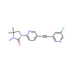 CN1C(=O)N(c2ccc(C#Cc3cncc(Cl)c3)cn2)CC1(C)C ZINC000144826620