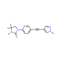 CN1C(=O)N(c2ccc(C#Cc3cnn(C)c3)cn2)CC1(C)C ZINC000144750145