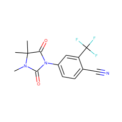 CN1C(=O)N(c2ccc(C#N)c(C(F)(F)F)c2)C(=O)C1(C)C ZINC000013608988