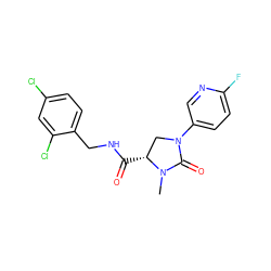 CN1C(=O)N(c2ccc(F)nc2)C[C@H]1C(=O)NCc1ccc(Cl)cc1Cl ZINC000095565823