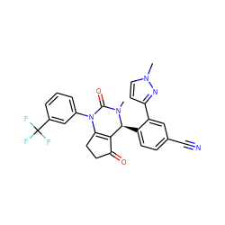 CN1C(=O)N(c2cccc(C(F)(F)F)c2)C2=C(C(=O)CC2)[C@@H]1c1ccc(C#N)cc1-c1ccn(C)n1 ZINC001772621654