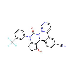 CN1C(=O)N(c2cccc(C(F)(F)F)c2)C2=C(C(=O)CC2)[C@@H]1c1ccc(C#N)cc1-c1ccncn1 ZINC001772623315