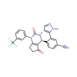 CN1C(=O)N(c2cccc(C(F)(F)F)c2)C2=C(C(=O)CC2)[C@@H]1c1ccc(C#N)cc1-c1ccnn1C ZINC001772612799