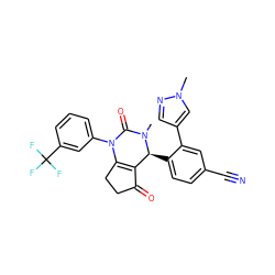 CN1C(=O)N(c2cccc(C(F)(F)F)c2)C2=C(C(=O)CC2)[C@@H]1c1ccc(C#N)cc1-c1cnn(C)c1 ZINC001772653236