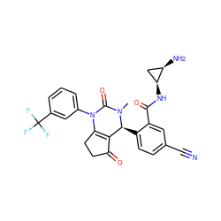 CN1C(=O)N(c2cccc(C(F)(F)F)c2)C2=C(C(=O)CC2)[C@@H]1c1ccc(C#N)cc1C(=O)N[C@H]1C[C@H]1N ZINC001772653690