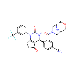 CN1C(=O)N(c2cccc(C(F)(F)F)c2)C2=C(C(=O)CC2)[C@@H]1c1ccc(C#N)cc1C(=O)N1C[C@H]2COC[C@@H](C1)N2 ZINC001772648251