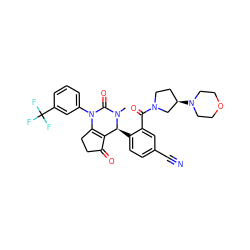 CN1C(=O)N(c2cccc(C(F)(F)F)c2)C2=C(C(=O)CC2)[C@@H]1c1ccc(C#N)cc1C(=O)N1CC[C@@H](N2CCOCC2)C1 ZINC001772639012