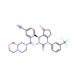 CN1C(=O)N(c2cccc(C(F)(F)F)c2)C2=C(C(=O)CC2)[C@@H]1c1ccc(C#N)cc1C(=O)N1CCN2CCOC[C@@H]2C1 ZINC001772586986