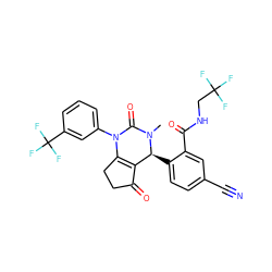 CN1C(=O)N(c2cccc(C(F)(F)F)c2)C2=C(C(=O)CC2)[C@@H]1c1ccc(C#N)cc1C(=O)NCC(F)(F)F ZINC001772631312