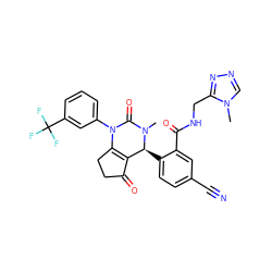 CN1C(=O)N(c2cccc(C(F)(F)F)c2)C2=C(C(=O)CC2)[C@@H]1c1ccc(C#N)cc1C(=O)NCc1nncn1C ZINC001772622284