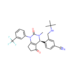 CN1C(=O)N(c2cccc(C(F)(F)F)c2)C2=C(C(=O)CC2)[C@@H]1c1ccc(C#N)cc1CNC(C)(C)C ZINC001772580982