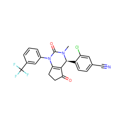 CN1C(=O)N(c2cccc(C(F)(F)F)c2)C2=C(C(=O)CC2)[C@@H]1c1ccc(C#N)cc1Cl ZINC001772655749