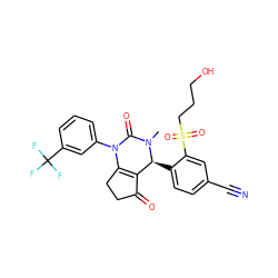 CN1C(=O)N(c2cccc(C(F)(F)F)c2)C2=C(C(=O)CC2)[C@@H]1c1ccc(C#N)cc1S(=O)(=O)CCCO ZINC001772624433