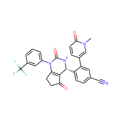 CN1C(=O)N(c2cccc(C(F)(F)F)c2)C2=C(C(=O)CC2)[C@H]1c1ccc(C#N)cc1-c1ccc(=O)n(C)c1 ZINC001772589526