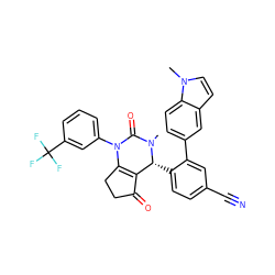 CN1C(=O)N(c2cccc(C(F)(F)F)c2)C2=C(C(=O)CC2)[C@H]1c1ccc(C#N)cc1-c1ccc2c(ccn2C)c1 ZINC001772626382