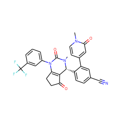 CN1C(=O)N(c2cccc(C(F)(F)F)c2)C2=C(C(=O)CC2)[C@H]1c1ccc(C#N)cc1-c1ccn(C)c(=O)c1 ZINC001772643660