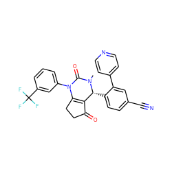 CN1C(=O)N(c2cccc(C(F)(F)F)c2)C2=C(C(=O)CC2)[C@H]1c1ccc(C#N)cc1-c1ccncc1 ZINC001772573237