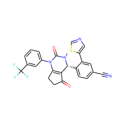 CN1C(=O)N(c2cccc(C(F)(F)F)c2)C2=C(C(=O)CC2)[C@H]1c1ccc(C#N)cc1-c1cncs1 ZINC001772618208