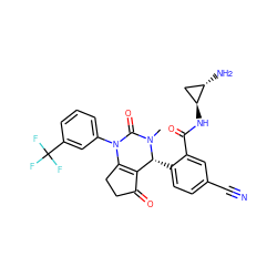 CN1C(=O)N(c2cccc(C(F)(F)F)c2)C2=C(C(=O)CC2)[C@H]1c1ccc(C#N)cc1C(=O)N[C@H]1C[C@@H]1N ZINC001772616043