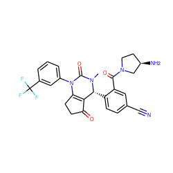 CN1C(=O)N(c2cccc(C(F)(F)F)c2)C2=C(C(=O)CC2)[C@H]1c1ccc(C#N)cc1C(=O)N1CC[C@@H](N)C1 ZINC001772604008