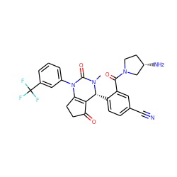 CN1C(=O)N(c2cccc(C(F)(F)F)c2)C2=C(C(=O)CC2)[C@H]1c1ccc(C#N)cc1C(=O)N1CC[C@H](N)C1 ZINC001772618268