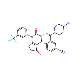 CN1C(=O)N(c2cccc(C(F)(F)F)c2)C2=C(C(=O)CC2)[C@H]1c1ccc(C#N)cc1C(=O)N1CCC(N)CC1 ZINC001772624397