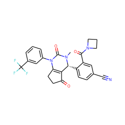 CN1C(=O)N(c2cccc(C(F)(F)F)c2)C2=C(C(=O)CC2)[C@H]1c1ccc(C#N)cc1C(=O)N1CCC1 ZINC001772651972