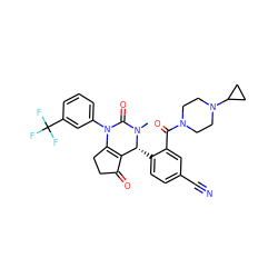 CN1C(=O)N(c2cccc(C(F)(F)F)c2)C2=C(C(=O)CC2)[C@H]1c1ccc(C#N)cc1C(=O)N1CCN(C2CC2)CC1 ZINC001772656947