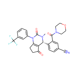 CN1C(=O)N(c2cccc(C(F)(F)F)c2)C2=C(C(=O)CC2)[C@H]1c1ccc(C#N)cc1C(=O)N1CCOCC1 ZINC001772624138