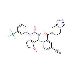 CN1C(=O)N(c2cccc(C(F)(F)F)c2)C2=C(C(=O)CC2)[C@H]1c1ccc(C#N)cc1C(=O)N1CCn2cnnc2C1 ZINC001772595580