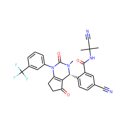 CN1C(=O)N(c2cccc(C(F)(F)F)c2)C2=C(C(=O)CC2)[C@H]1c1ccc(C#N)cc1C(=O)NC(C)(C)C#N ZINC001772590010