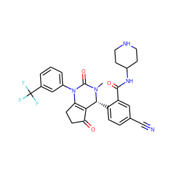 CN1C(=O)N(c2cccc(C(F)(F)F)c2)C2=C(C(=O)CC2)[C@H]1c1ccc(C#N)cc1C(=O)NC1CCNCC1 ZINC001772598164