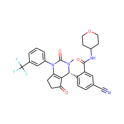 CN1C(=O)N(c2cccc(C(F)(F)F)c2)C2=C(C(=O)CC2)[C@H]1c1ccc(C#N)cc1C(=O)NC1CCOCC1 ZINC001772601977