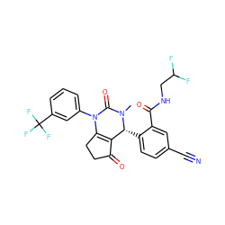 CN1C(=O)N(c2cccc(C(F)(F)F)c2)C2=C(C(=O)CC2)[C@H]1c1ccc(C#N)cc1C(=O)NCC(F)F ZINC001772622190