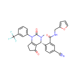 CN1C(=O)N(c2cccc(C(F)(F)F)c2)C2=C(C(=O)CC2)[C@H]1c1ccc(C#N)cc1C(=O)NCc1ccco1 ZINC001772624726