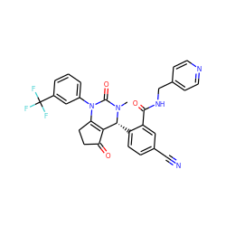 CN1C(=O)N(c2cccc(C(F)(F)F)c2)C2=C(C(=O)CC2)[C@H]1c1ccc(C#N)cc1C(=O)NCc1ccncc1 ZINC001772612429