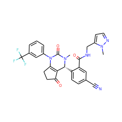 CN1C(=O)N(c2cccc(C(F)(F)F)c2)C2=C(C(=O)CC2)[C@H]1c1ccc(C#N)cc1C(=O)NCc1ccnn1C ZINC001772616055