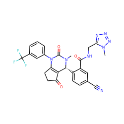 CN1C(=O)N(c2cccc(C(F)(F)F)c2)C2=C(C(=O)CC2)[C@H]1c1ccc(C#N)cc1C(=O)NCc1nnnn1C ZINC001772636208