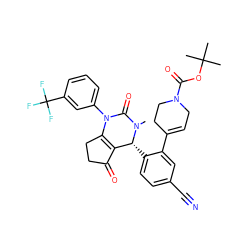 CN1C(=O)N(c2cccc(C(F)(F)F)c2)C2=C(C(=O)CC2)[C@H]1c1ccc(C#N)cc1C1=CCN(C(=O)OC(C)(C)C)CC1 ZINC001772638256