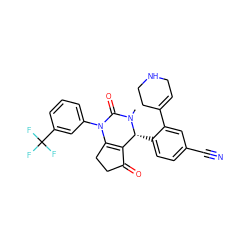 CN1C(=O)N(c2cccc(C(F)(F)F)c2)C2=C(C(=O)CC2)[C@H]1c1ccc(C#N)cc1C1=CCNCC1 ZINC001772649001